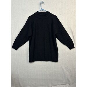 Vintage Spunky Oversized Knit Sweater Women's XLarge Black Mock Turtleneck Retro